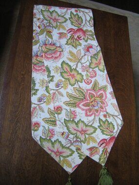 Floral Linen Table Runner 12" X 56"/68" Reversable.